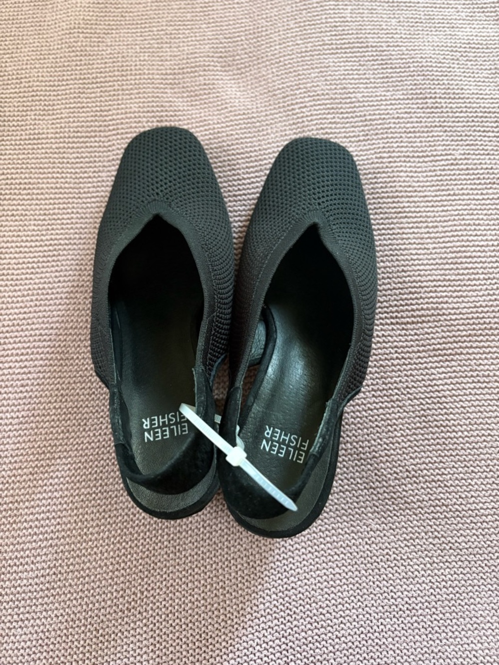 Eileen Fisher Black Knit Slingback Loafers